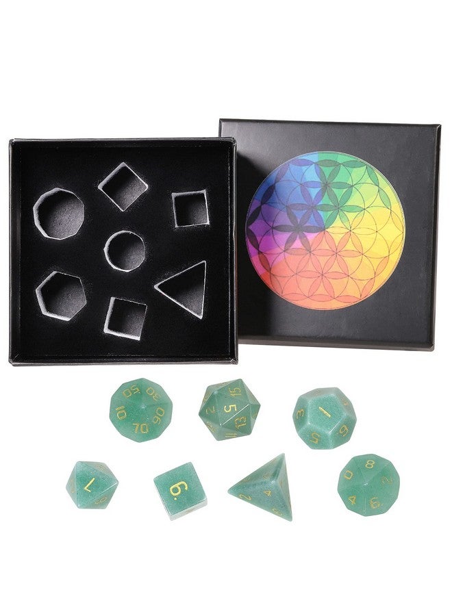 mookaitedecor 7 PCS Green Aventurine Crystal Polyhedral DND Dice Set, Polished Tumbled Stones Dices for RPG MTG Table Games Home Decoration - Image 3