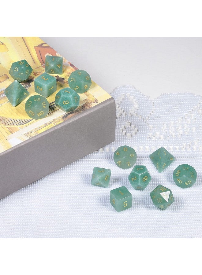 mookaitedecor 7 PCS Green Aventurine Crystal Polyhedral DND Dice Set, Polished Tumbled Stones Dices for RPG MTG Table Games Home Decoration - Image 5
