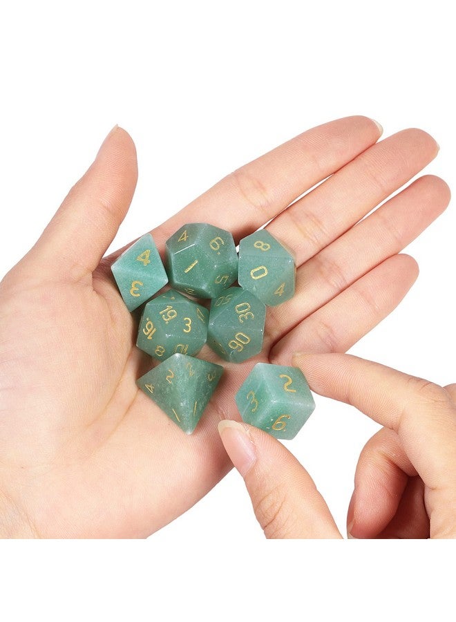 mookaitedecor 7 PCS Green Aventurine Crystal Polyhedral DND Dice Set, Polished Tumbled Stones Dices for RPG MTG Table Games Home Decoration - Image 2