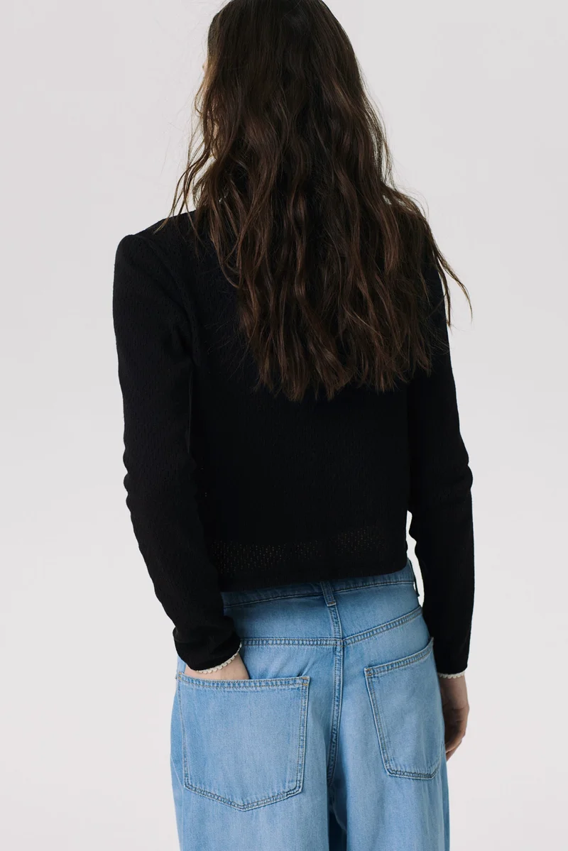 H&M Picot-trimmed pointelle-knit cardigan