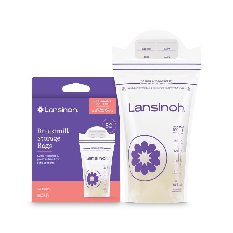 Lansinoh Breast Milk Storage Bags 1 pack of 50 count. - Image 1