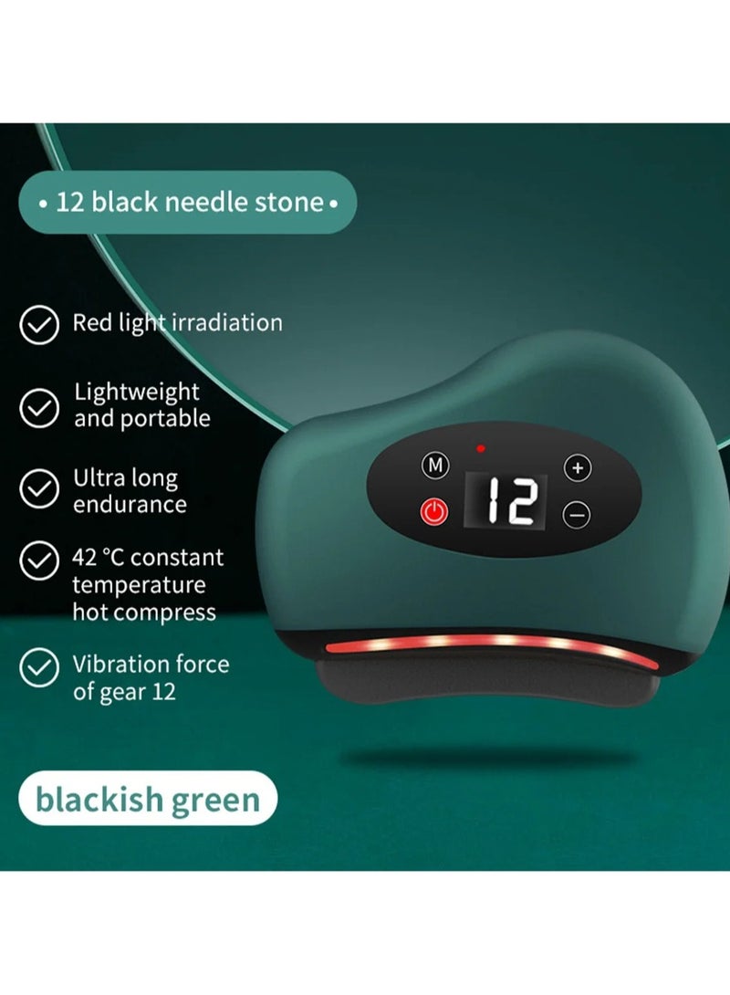 Electric Guasha Massager Hot Compress Eye Massager Heating Stone Vibration Scraping Neck Face Skin Tightening Removal Wrinkle Tool