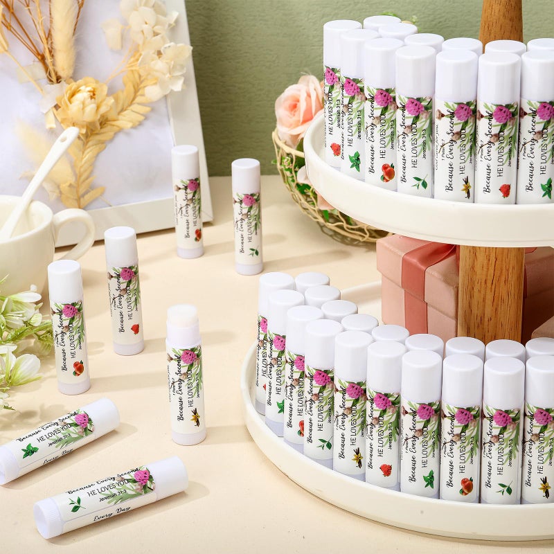 Siifert 50 Pcs Christian Lip Balm Bulk Bible Verses Lip Balm Scripture Christian Gifts for Women Faith Religious Church Party Favor Inspirational Gift for Mother Teacher Nurse Employee Coworker (Floral) - Image 2
