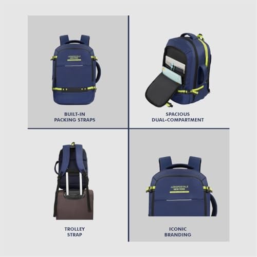 Aeropostale Laptop Backpack Ohio - Navy | Bag for Travel | Versatile 3-Compartment Laptop Backpack with 360-Degree Opening | Trolley Strap, and Hidden Security Pocket - Image 5