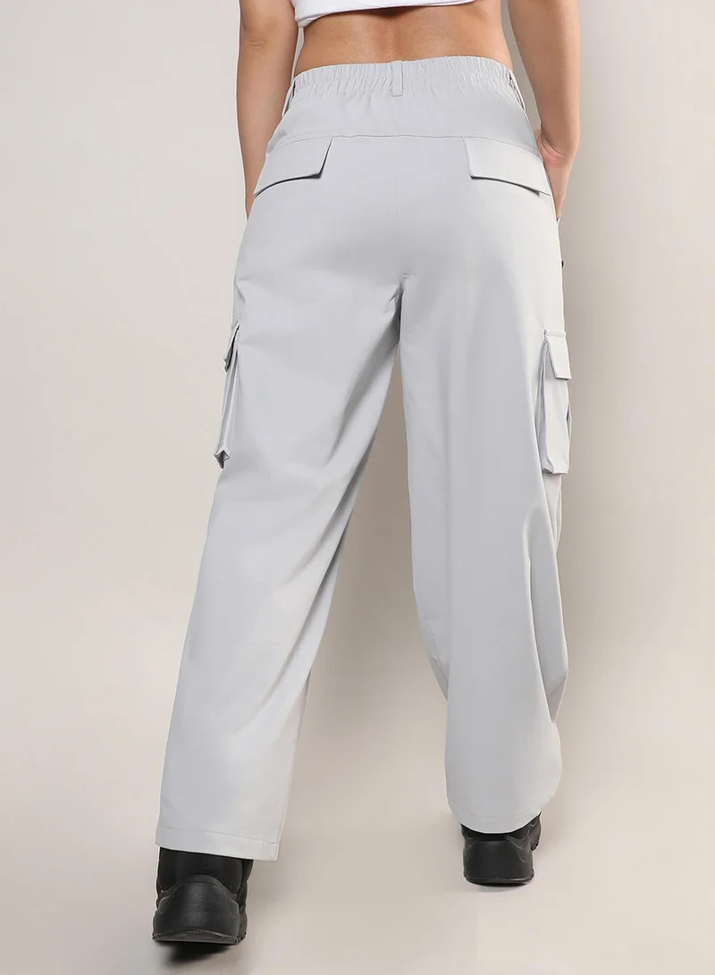 PINACOLADA Women's Moon Grey Straight Fit Cargo Trousers