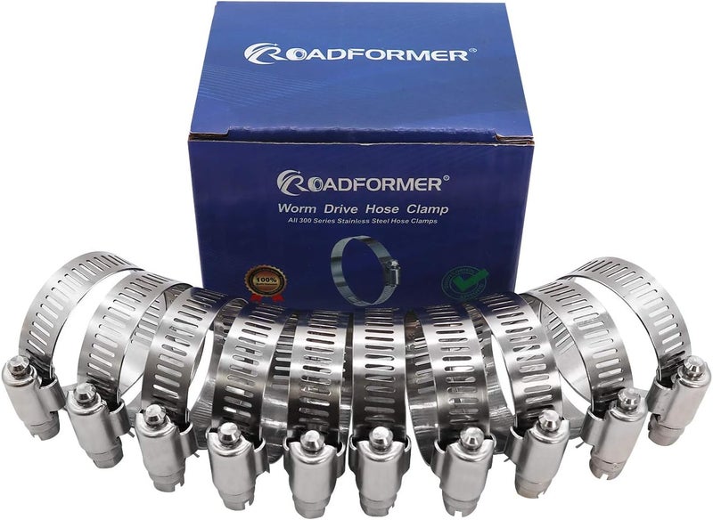 ROADFORMER 1.5" Worm Gear Hose Clamp - SAE 24 Size, Full Stainless Steel with 1/2" Band Width, Working Range 27mm - 51mm Hose Clamps,10 Pack - Image 2