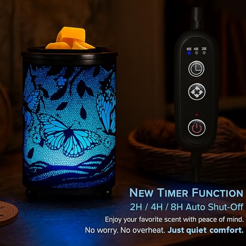Leyoue Electric Wax Melt Warmer PTC Heating Plate with 7 Colors LED Changing Light Wax Warmer Fragrance Warmer for Home Office Gifts & Decor(Butterfly) - Image 3