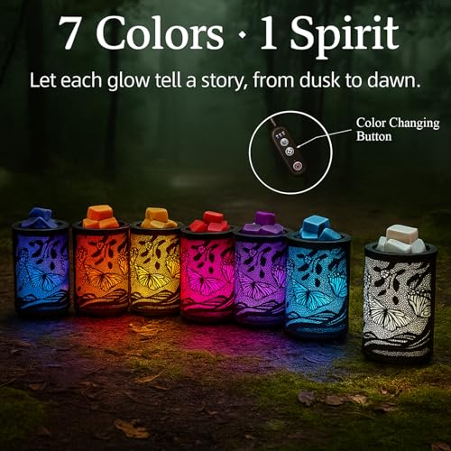 Leyoue Electric Wax Melt Warmer PTC Heating Plate with 7 Colors LED Changing Light Wax Warmer Fragrance Warmer for Home Office Gifts & Decor(Butterfly) - Image 2