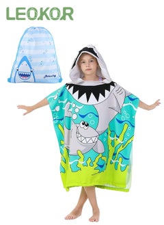 LEOKOR Kids Bath Towel for 4-9 Years Toddler, Microfiber Bath Towel Super Soft Robe Poncho Bathrobe, Children's Beach Pool Bath Swim Coverups with Portable Bag 70*150CM  - Image 1