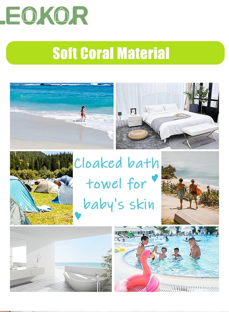 LEOKOR منشفة حمام للأطفال من سن 4 إلى 9 سنوات، منشفة حمام من الألياف الدقيقة، رداء حمام فائق النعومة، أغطية حمام سباحة للأطفال على الشاطئ مع حقيبة محمولة 70*150 سم - Image 3