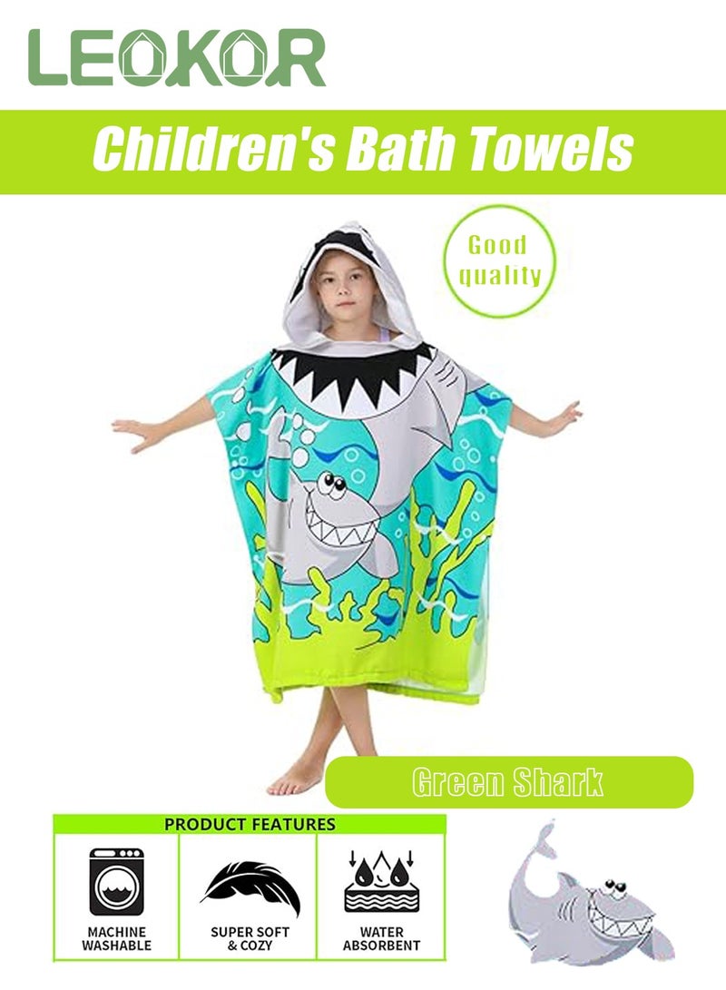 LEOKOR منشفة حمام للأطفال من سن 4 إلى 9 سنوات، منشفة حمام من الألياف الدقيقة، رداء حمام فائق النعومة، أغطية حمام سباحة للأطفال على الشاطئ مع حقيبة محمولة 70*150 سم - Image 4