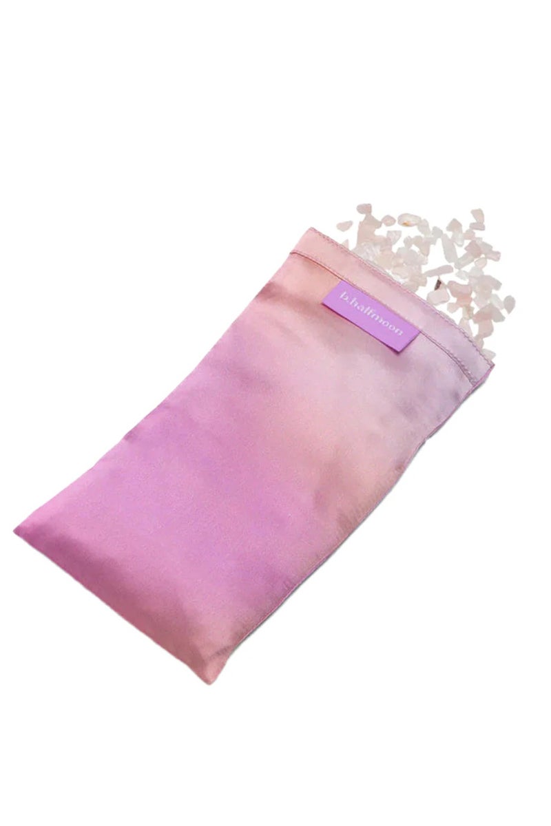 HALFMOON Crystal Eye Pillow – Rose Quartz | Silk Cover, Organic Fill & Natural Crystals for Relaxation and Mindfulness - Image 2