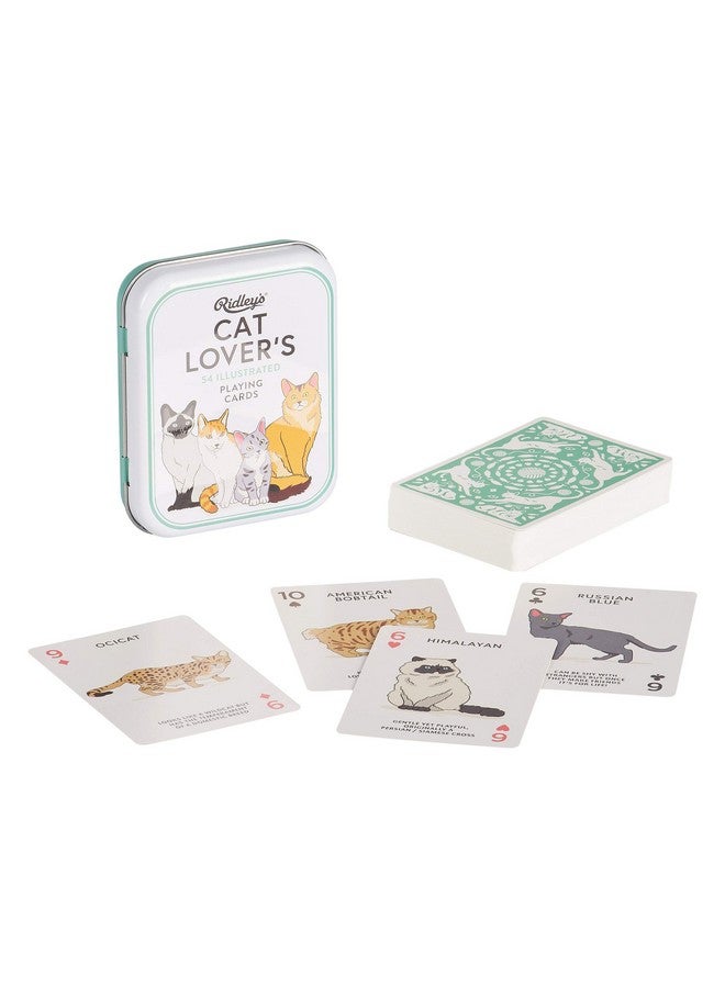 Ridley's Games: Cat Lovers Playing Cards | Full Deck Of Cards With 54 Unique Cat Playing Cards | Cat Fun Facts On All Cards For Cat Lovers | Storage Tin Included