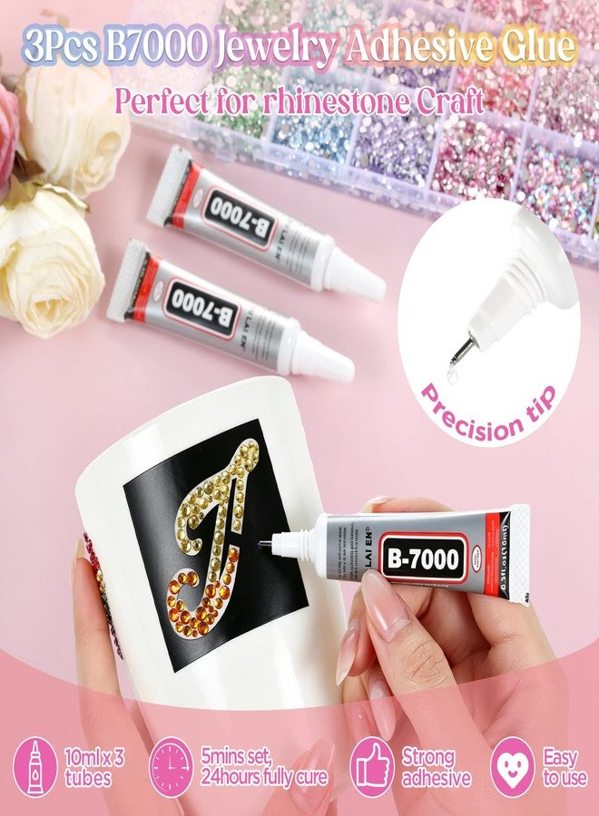 Zefy 43000 Pcs Resin Rhinestones for Bedazzling, 40 Colors 2/3/4 mm Bedazzling Kit with 2 Pcs Stencils for Crafting, Flatback Gems with 3Pcs B7000 Glue for Clothing Shoes Nail Book Diamond Art - Image 4