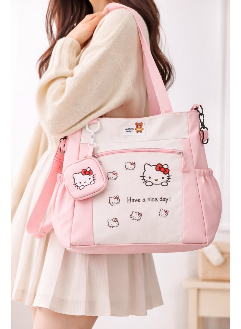 Ladies Shoulder Tote Bag with Adjustable Strap & Cute Print Design – Spacious Casual Handbag for Daily Use, Travel & Shopping - Image 1