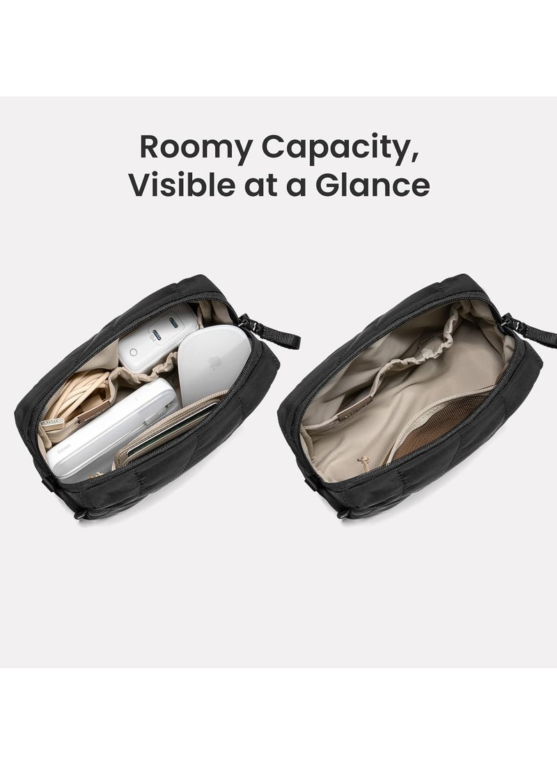 Tomtoc Terra-A27 Electronics Organizer Travel Case, Soft Puffy Organizer Bag Birthday Christmas Gifts Travel Essentials for Women Girls, Portable Accessory Tech Pouch Storage for Charger, Cord, Cable, Phone  - Image 4