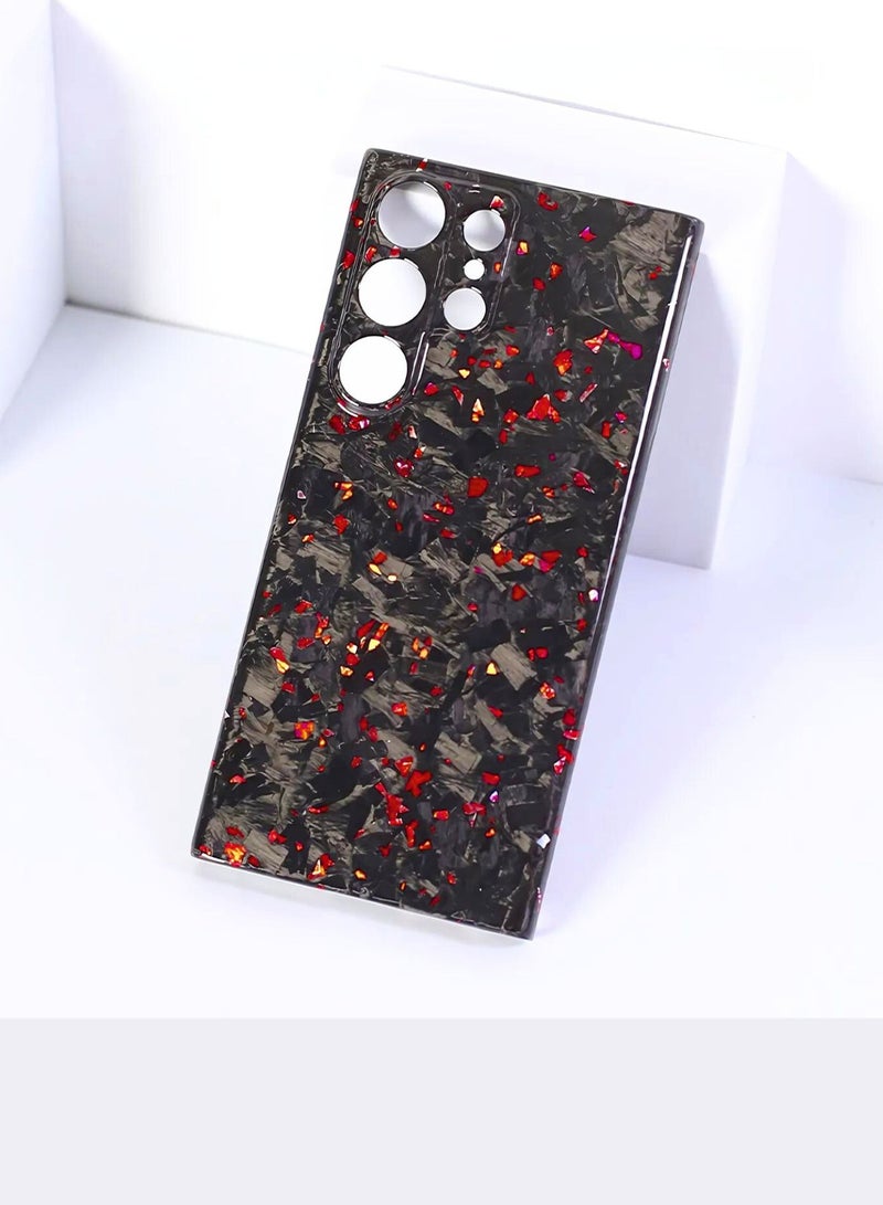 SOLARAE Luxury Glossy Aramid Carbon Fiber Protective Case For Samsung Galaxy S24 ultra Anti-fall Case Slim Design ( Red ) - Image 1