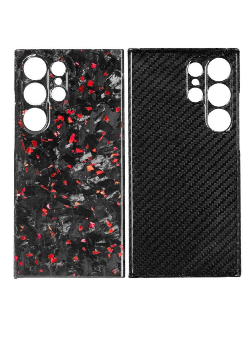 SOLARAE Luxury Glossy Aramid Carbon Fiber Protective Case For Samsung Galaxy S24 ultra Anti-fall Case Slim Design ( Red ) - Image 3