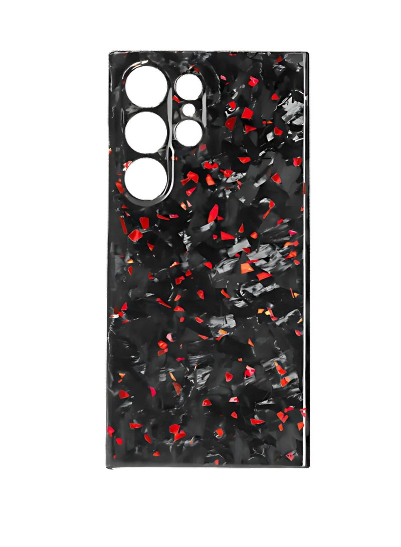 SOLARAE Luxury Glossy Aramid Carbon Fiber Protective Case For Samsung Galaxy S24 ultra Anti-fall Case Slim Design ( Red ) - Image 2