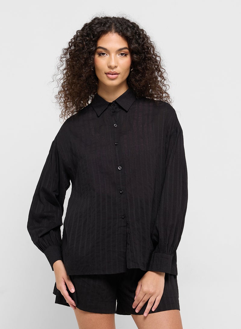 Ginger Stripe Button Down Shirt & Short Co-Ord Set  - Image 3
