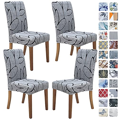 SPRINGRICO Chair Covers for Dining Room Set of 4, Stretch Dining Chair Cover, Washable Spandex Kitchen Parsons Chair Slipcovers, Removable Seat Protector for Home or Party (4 Pack, Lotus Gray) - Image 1