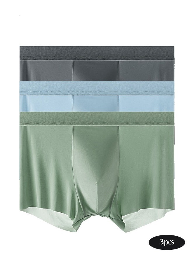 Generic - Men's Antibacterial Boxer Briefs with Mulberry Silk Layer in the Crotch,Breathable Ice Silk Men'S Panties Seamless Fit Soft Stretchy Boxer Shorts (3 Pack) - Image 1