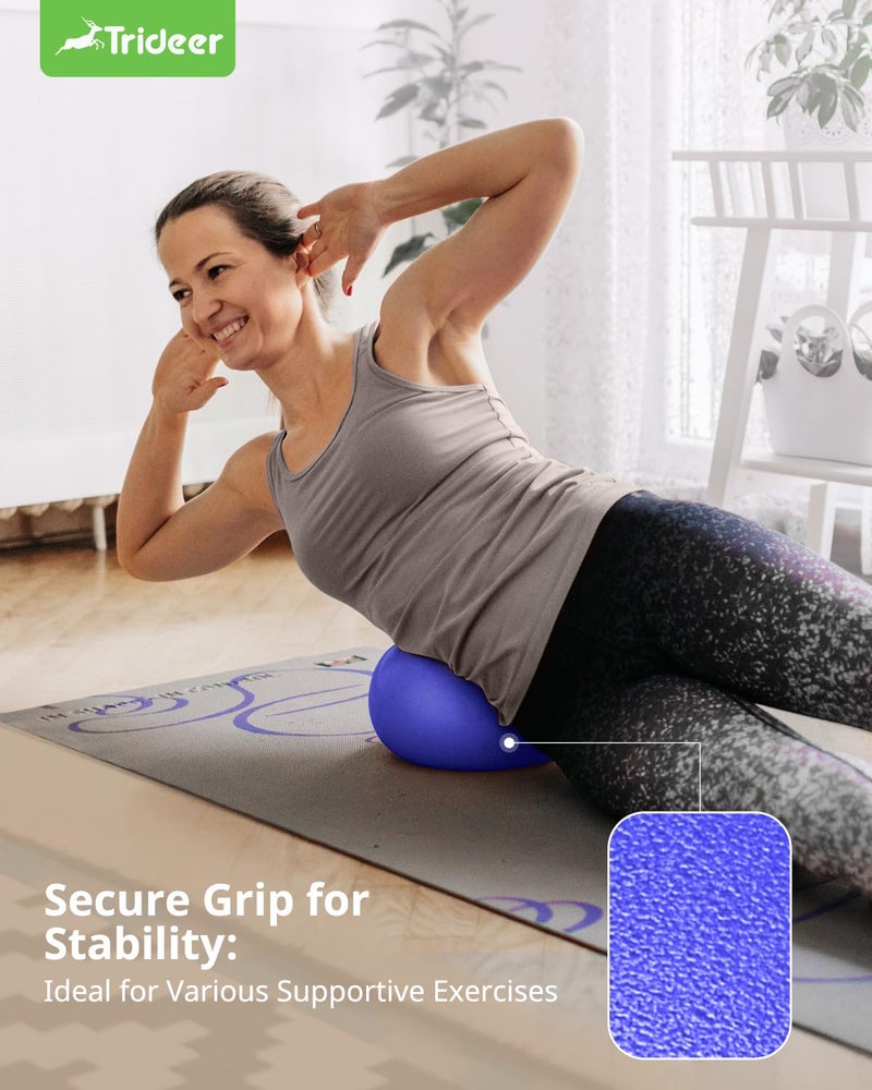 Trideer Trideer Pilates Ball 9 Inch Core Ball, Small Exercise Ball with Exercise Guide Barre Ball Mini Yoga Ball for Pilates, Yoga, Core Training, Physical Therapy, Balance, Stability, Stretching (Indigo)  - Image 3