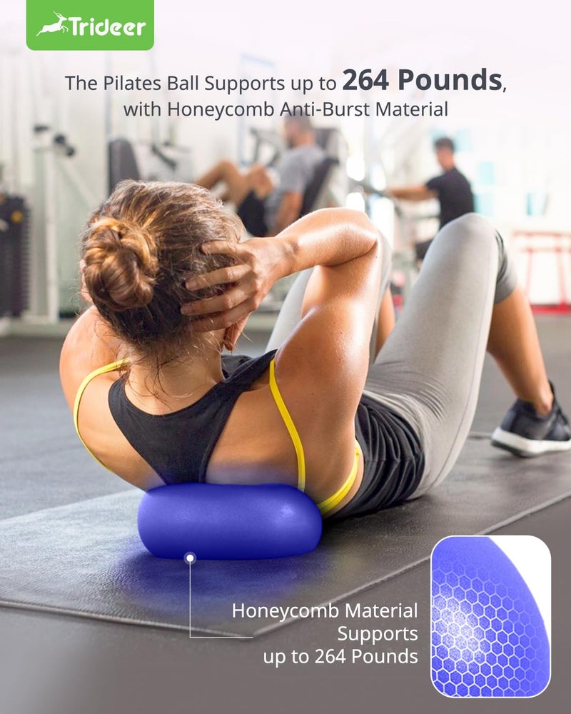 Trideer Trideer Pilates Ball 9 Inch Core Ball, Small Exercise Ball with Exercise Guide Barre Ball Mini Yoga Ball for Pilates, Yoga, Core Training, Physical Therapy, Balance, Stability, Stretching (Indigo)  - Image 2