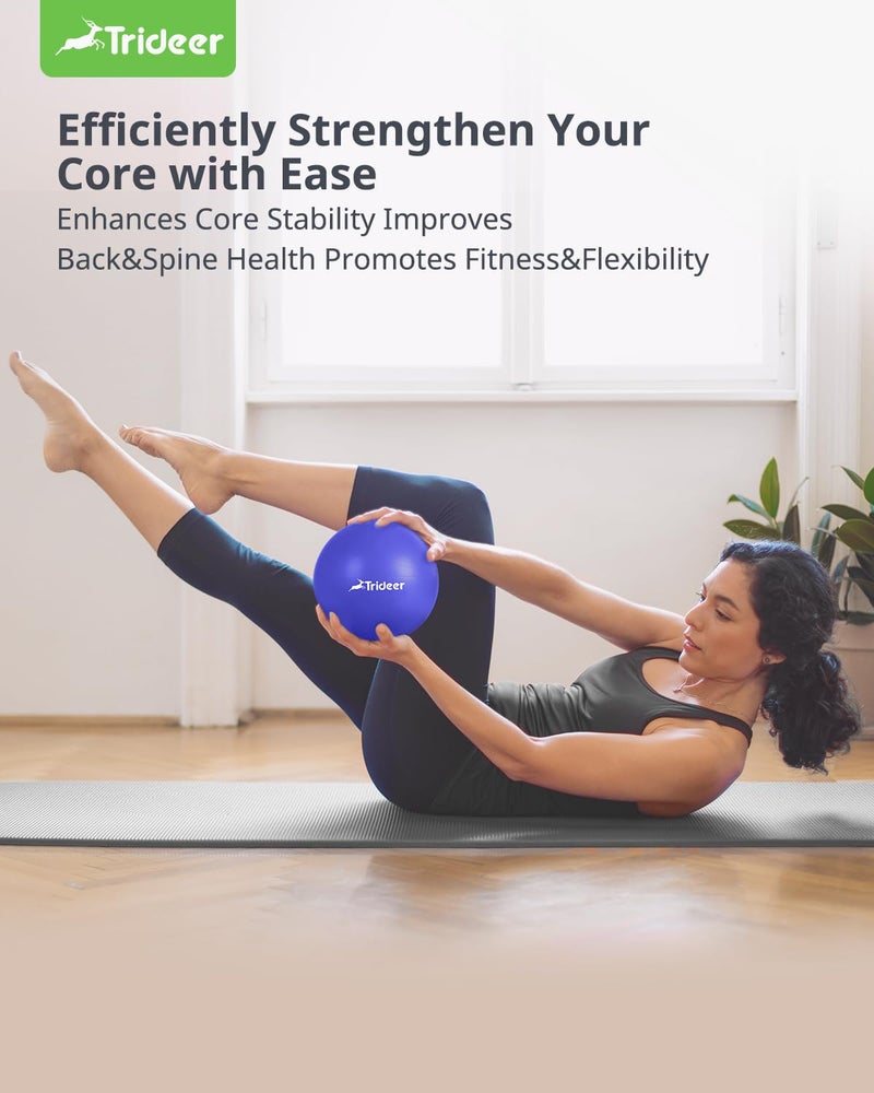 Trideer Trideer Pilates Ball 9 Inch Core Ball, Small Exercise Ball with Exercise Guide Barre Ball Mini Yoga Ball for Pilates, Yoga, Core Training, Physical Therapy, Balance, Stability, Stretching (Indigo)  - Image 5