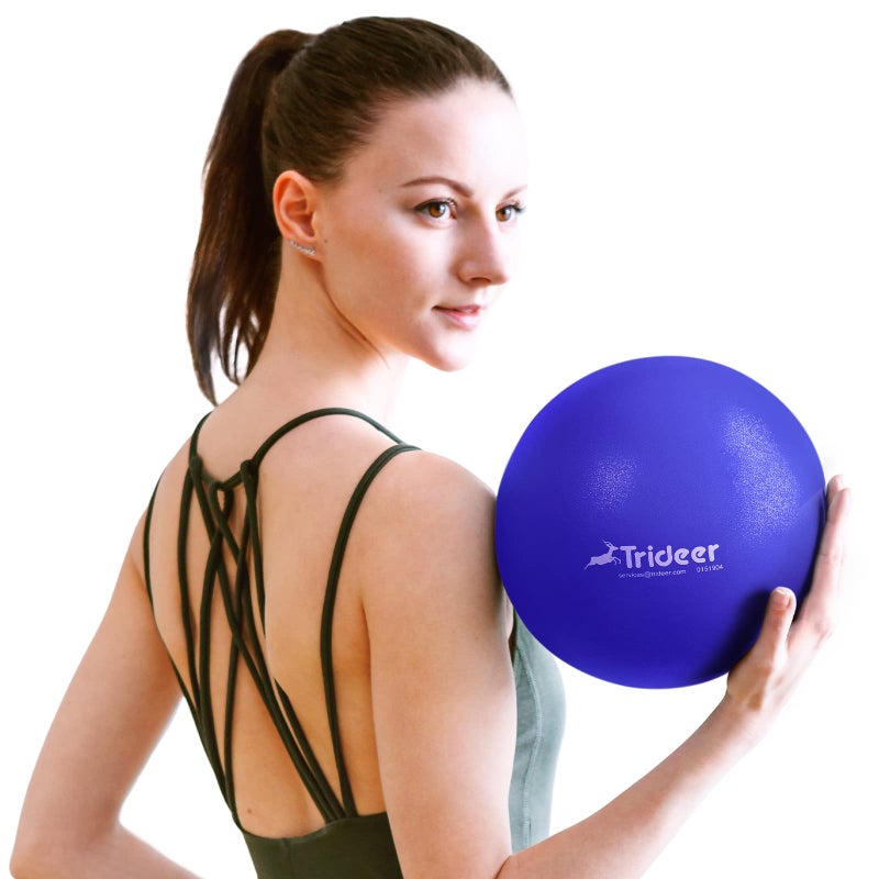 Trideer Trideer Pilates Ball 9 Inch Core Ball, Small Exercise Ball with Exercise Guide Barre Ball Mini Yoga Ball for Pilates, Yoga, Core Training, Physical Therapy, Balance, Stability, Stretching (Indigo)  - Image 1