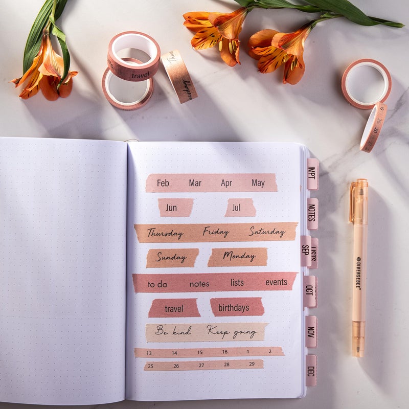 DIVERSEBEE Pastel Washi Tape Set, 5 Rolls Decorative Scrapbook Tape, Cute Craft Tape, Scrapbooking Bullet Journal Supplies, Bible Journaling, Planner Accessories, Gift Wrap Tape (Planner) - Image 2
