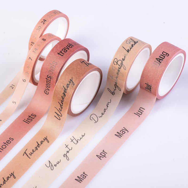 DIVERSEBEE Pastel Washi Tape Set, 5 Rolls Decorative Scrapbook Tape, Cute Craft Tape, Scrapbooking Bullet Journal Supplies, Bible Journaling, Planner Accessories, Gift Wrap Tape (Planner) - Image 1