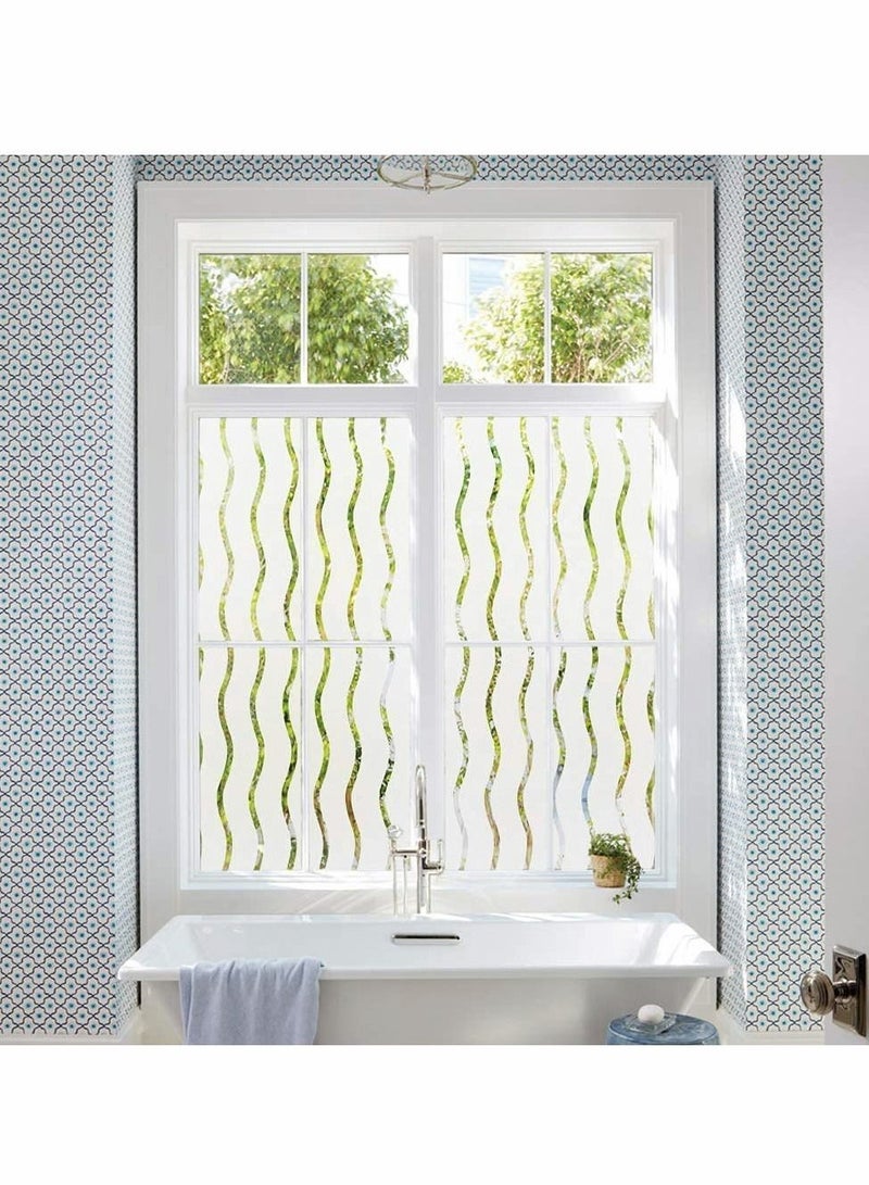 Y&D Privacy Window Film, Frosted Cling Films, No Glue Self Adhesive Glass Stickers, Windows Decoration for Home - Wave(44.5cmx200cm)  - Image 3