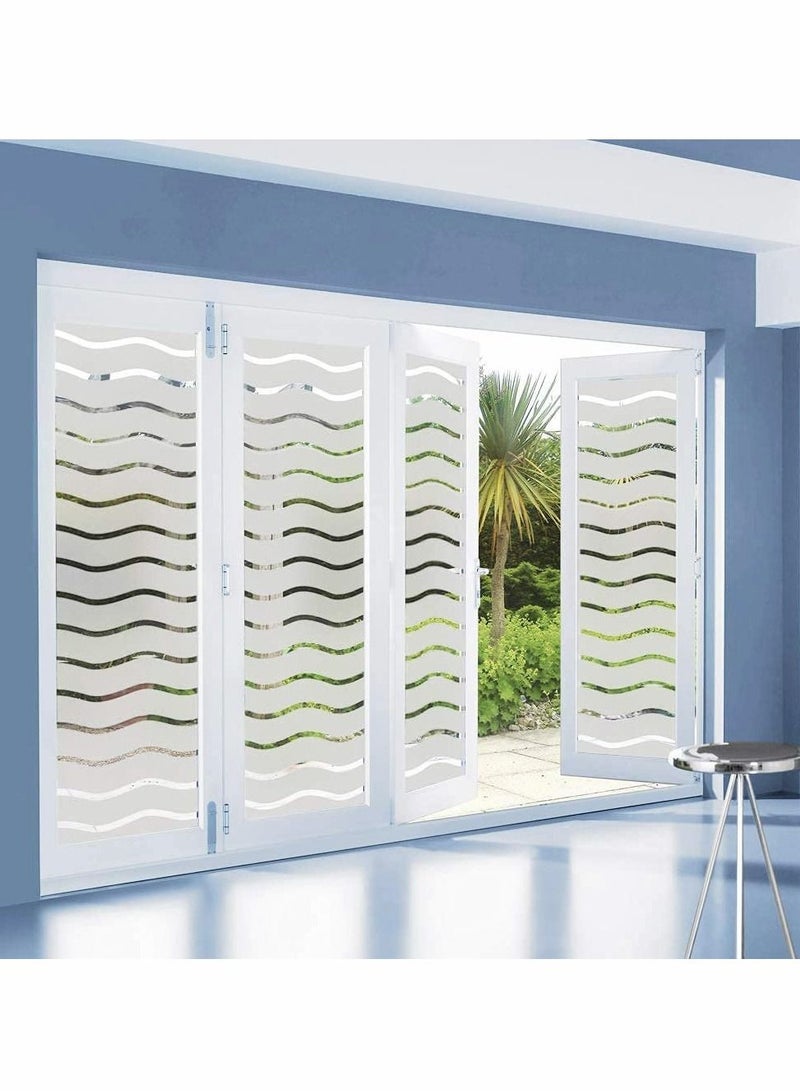 Y&D Privacy Window Film, Frosted Cling Films, No Glue Self Adhesive Glass Stickers, Windows Decoration for Home - Wave(44.5cmx200cm)  - Image 4