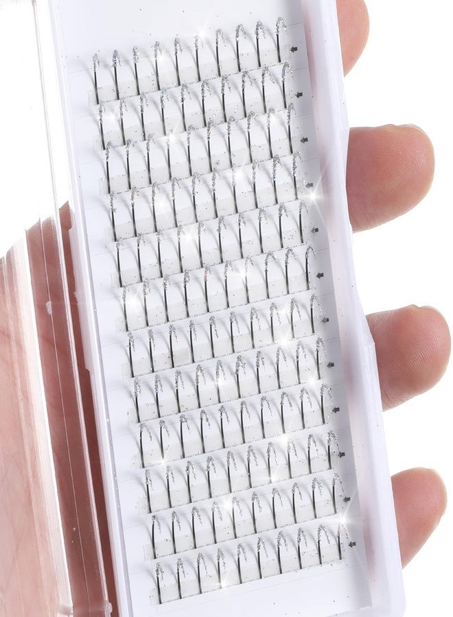 COMNICO Glitter Lash Extensions, 120 Pcs 12 Colored Wide Individual Lashes Cluster DIY Eyelash Extensions Single Eye Lash Professional Supplies for Personal Makeup (Laser Silver) - Image 1