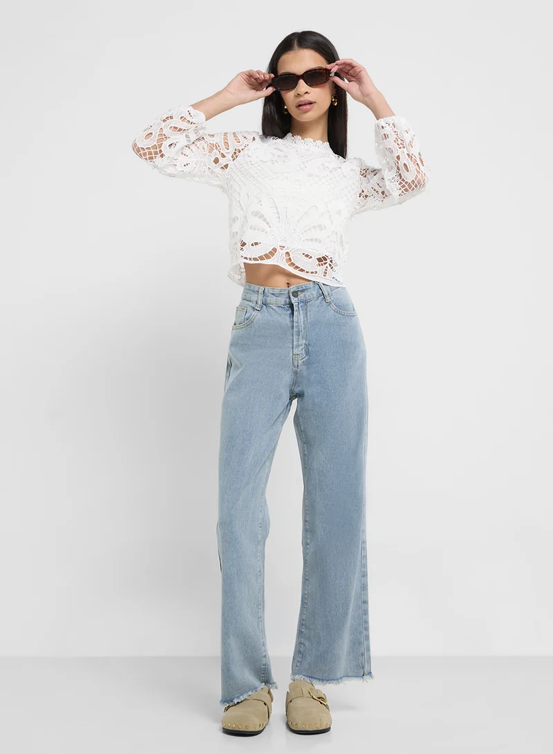 Ginger Classic Mom Jeans With Raw Hem