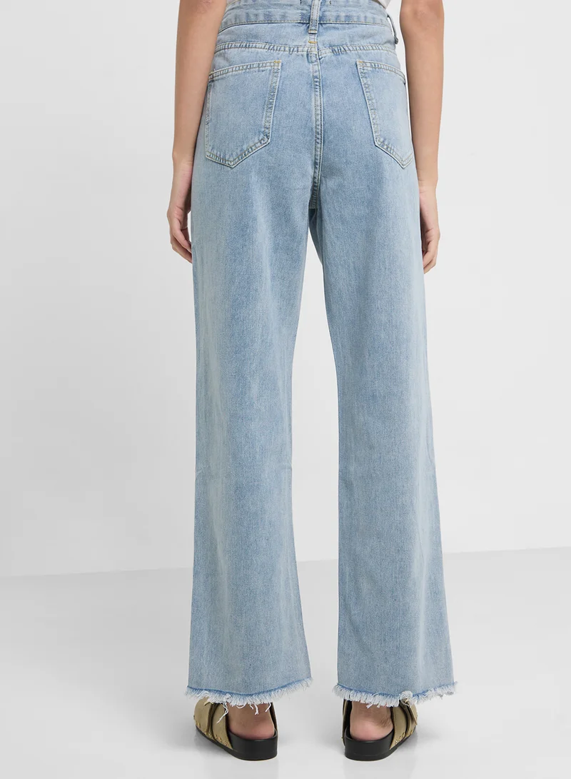 Ginger Classic Mom Jeans With Raw Hem