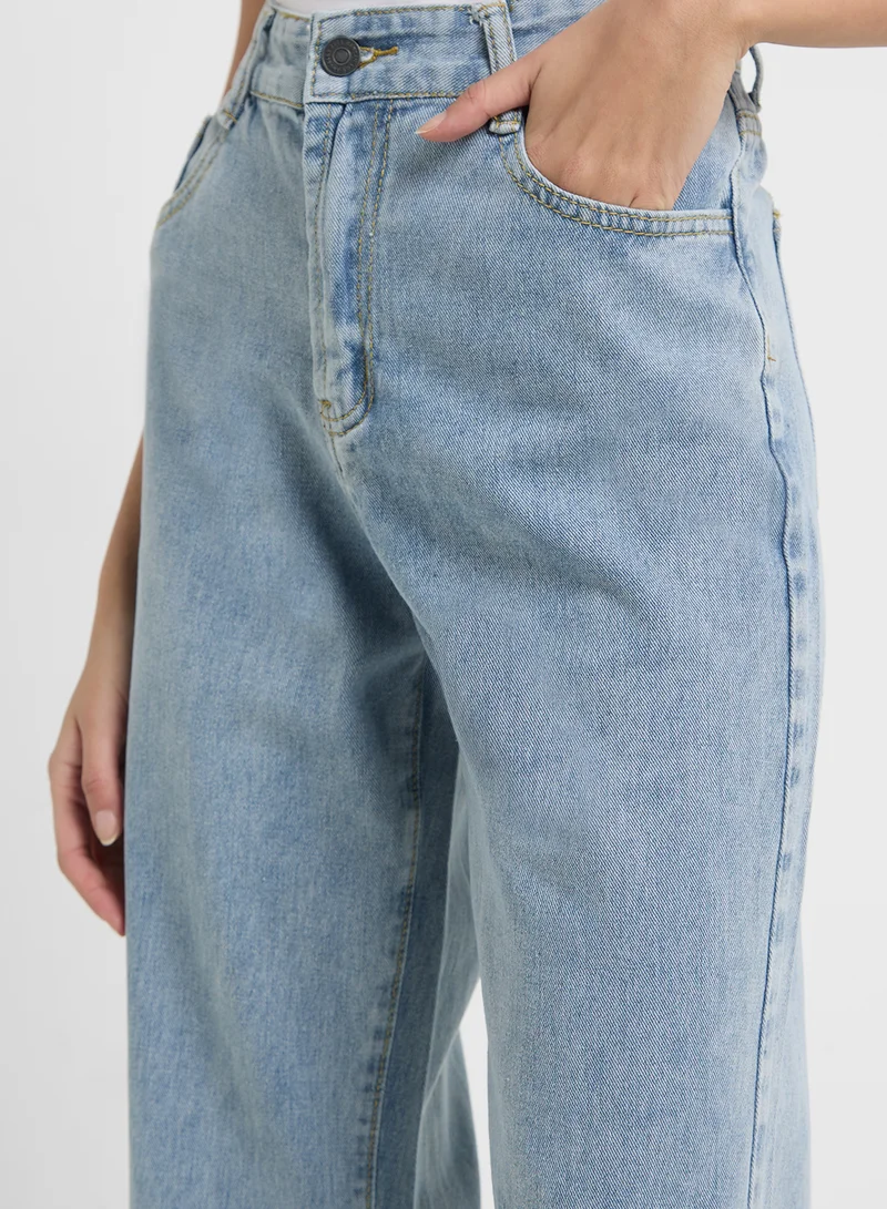 Ginger Classic Mom Jeans With Raw Hem