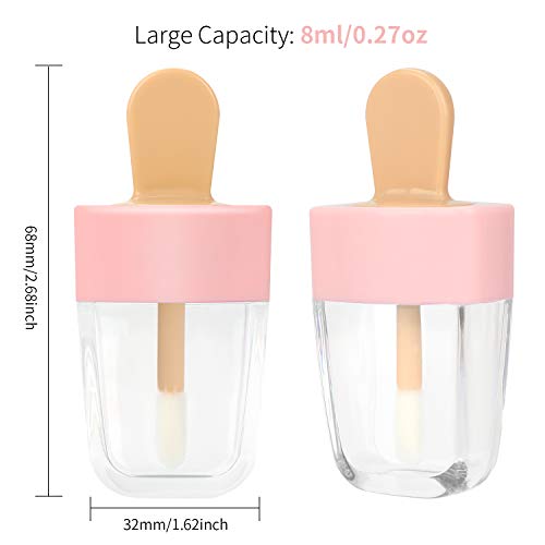RONRONS 30 Pack 8ml (0.27oz) Cute Ice Cream Shaped Lip Gloss Tubes with Applicator Wands, Refillable Empty Lip Gloss Containers for DIY Lip Gloss, Bulk Wholesale for Small Business - Image 3