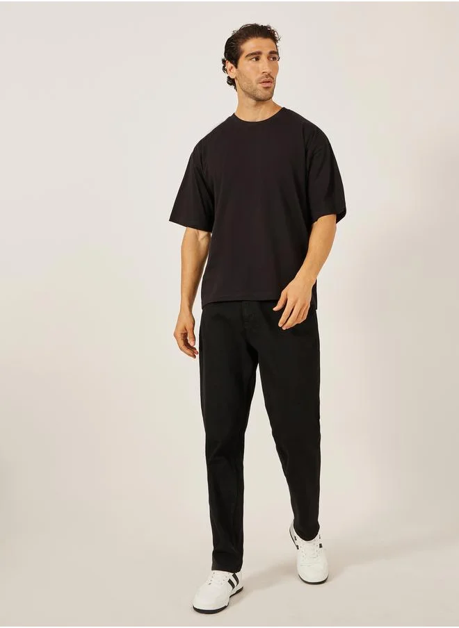 ستايلي Back Slogan Print Jersey Oversized T-Shirt