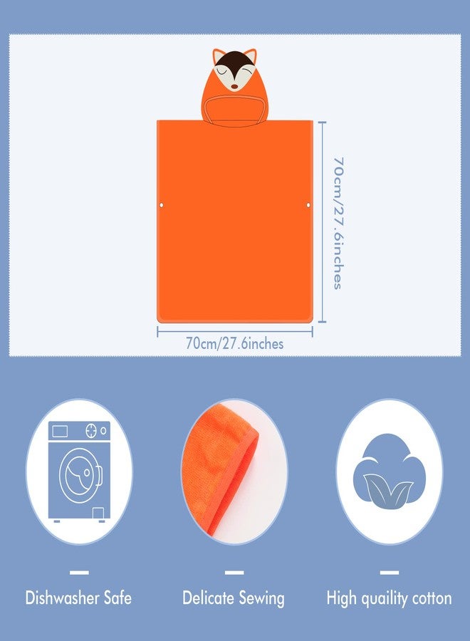 MICHLEY Hooded Baby Towel Unisex Beach Bath Poncho, Soft Cotton Animal Kids Bathrobe for 2-6 Years, 27.5"X 27.5"(Fox) - Image 3