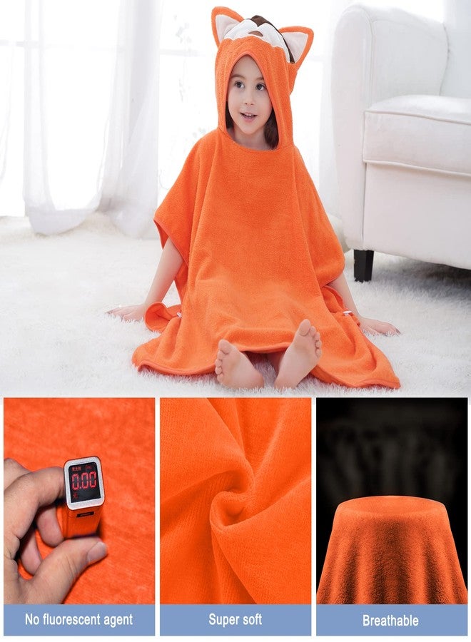MICHLEY Hooded Baby Towel Unisex Beach Bath Poncho, Soft Cotton Animal Kids Bathrobe for 2-6 Years, 27.5"X 27.5"(Fox) - Image 2