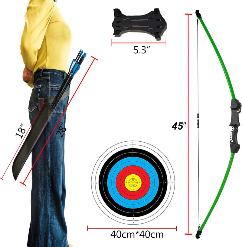 Mxessua 45" Youth Bow and Arrows Set for Kids 8-12 Teens Recurve Archery Beginner Gift Longbow Kit, Outdoor Hunting Play Gift, 9 Arrows, 4 Target Face for Backyard Game Age 12-14 14-16 - Image 5