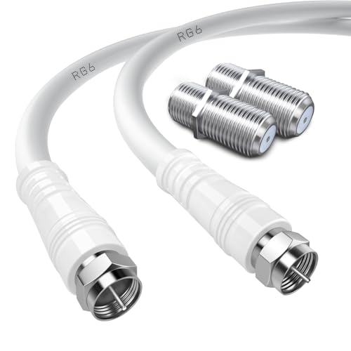 TUOLNK RG6 TV Antenna Cable, Low Loss Type F Male to F Male High-Speed RG6 Coaxial Cable with F Type Female Gender Changers Connector 75 Ohm, for Cable Box, TV, Satellite, Digital Router 3.3FT(1M) - Image 1