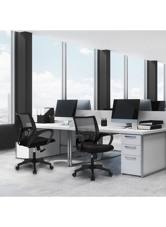 Comfortable office chair with a medium mesh back, lumbar support, adjustable height and tilt, 360-degree swivel, foam-padded seat, SGS and BIFMA certified materials, and FSC-certified wood. - Image 2