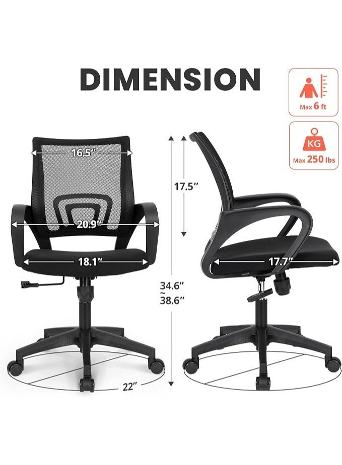 Comfortable office chair with a medium mesh back, lumbar support, adjustable height and tilt, 360-degree swivel, foam-padded seat, SGS and BIFMA certified materials, and FSC-certified wood. - Image 3