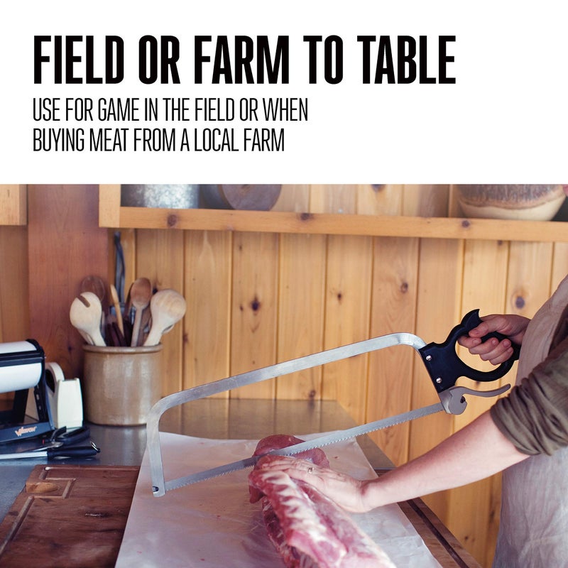 Weston Butcher Meat and Bone Saw with Stainless Steel Serrated Quick Release Handle, 22 Inch Blade - Image 2