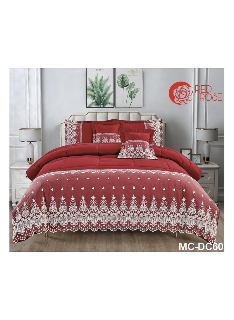 Red Rose 6-PIECE Dantel Comforter Set Microfiber King Size 240x260 cm - Image 1