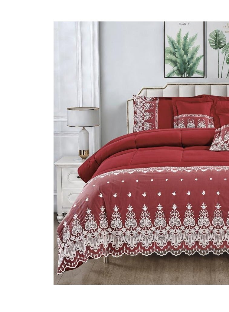 Red Rose 6-PIECE Dantel Comforter Set Microfiber King Size 240x260 cm - Image 2