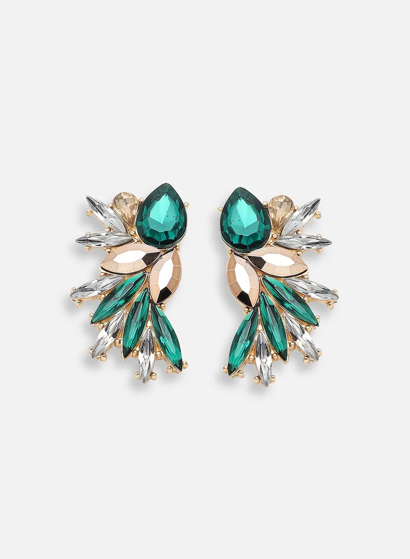 سوهي قرط متدلي من الحجر مصمم للحفلات مطلي بالذهب